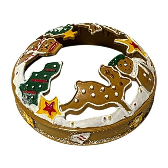 Yankee Candle Gingerbread Cookie Illuma Lid Jar Topper Reindeer Snowman Stars - Picture 3 of 8